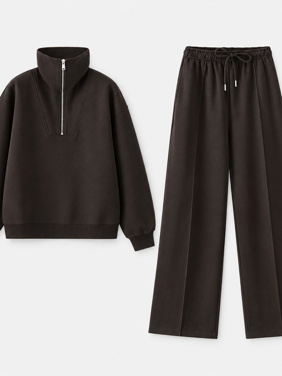 Zip Neck Sweatshirt Set