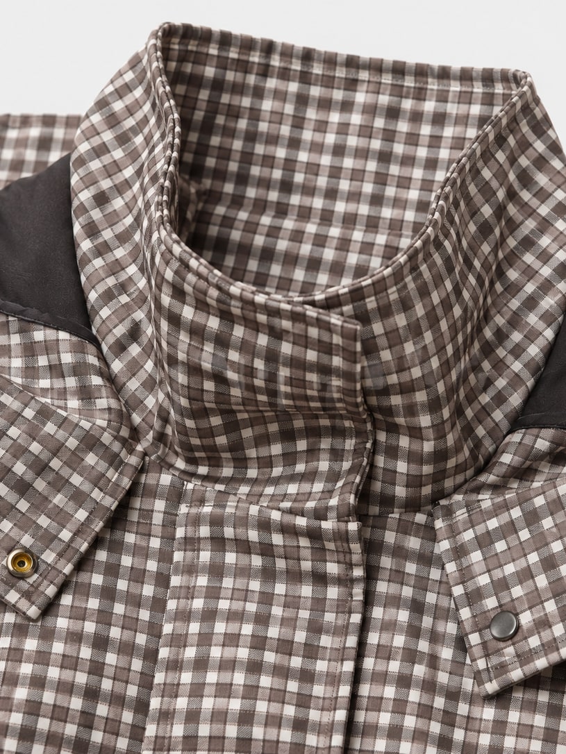 Plaid Hooded Drawstring Jacket